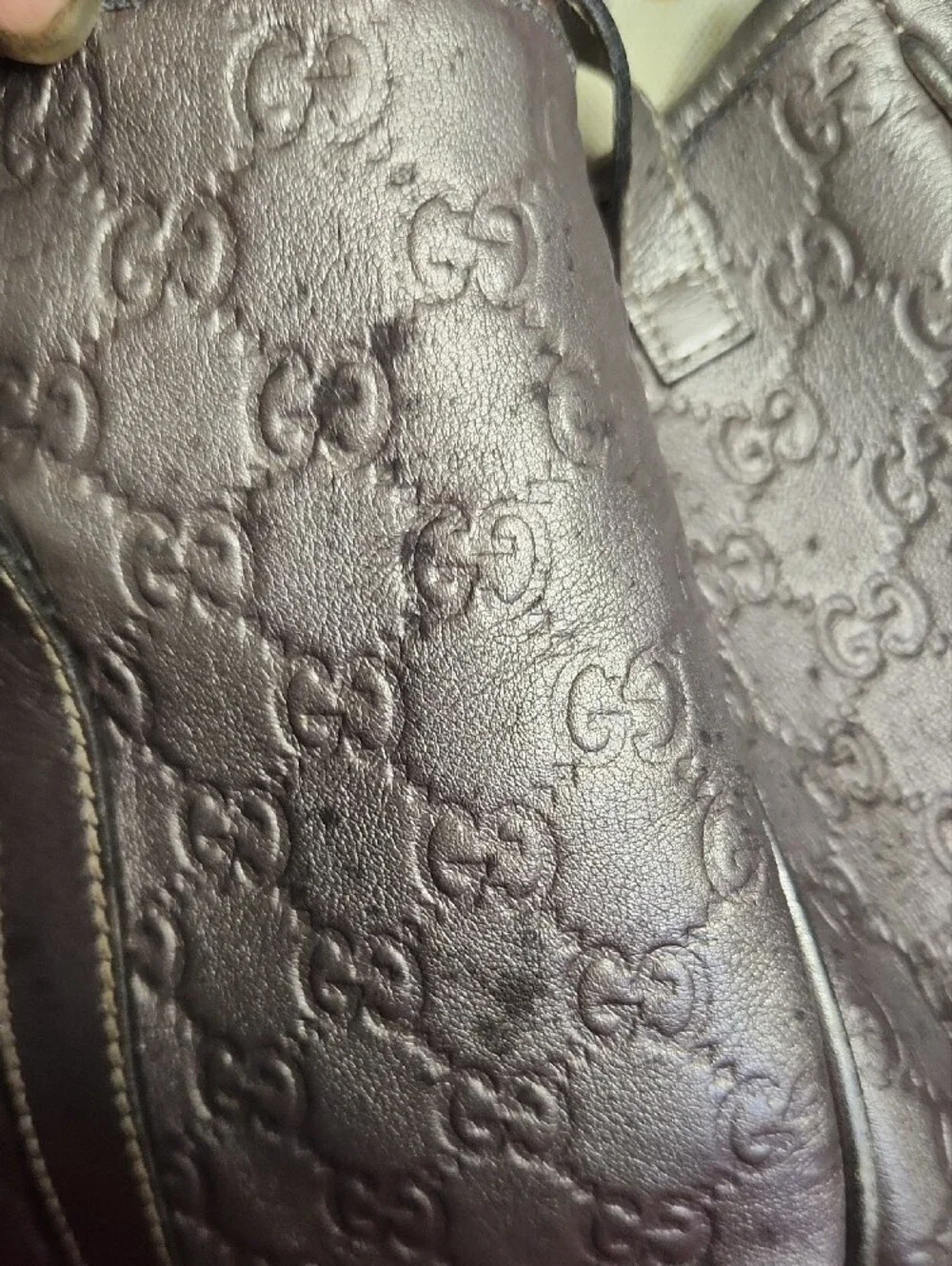 Gucci Metallic Champagne GG-Embossed Shoulder Tote with Gold Hardware